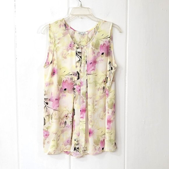 Rose + Olive Tops - Rose + Olive Sleeveless Floral Blouse